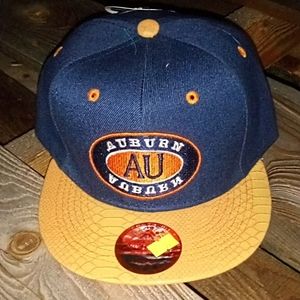 Auburn flat bill with faux croc